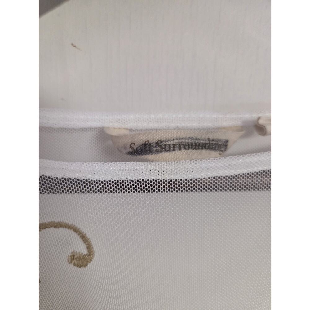 Soft Surroundings Sheer Ivory Embroidered Mesh Top Size Large - Picture 3 of 9